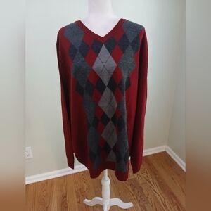 Apt. 9 Wool Blend V-Neck Argyle Sweater        Size 3 XB